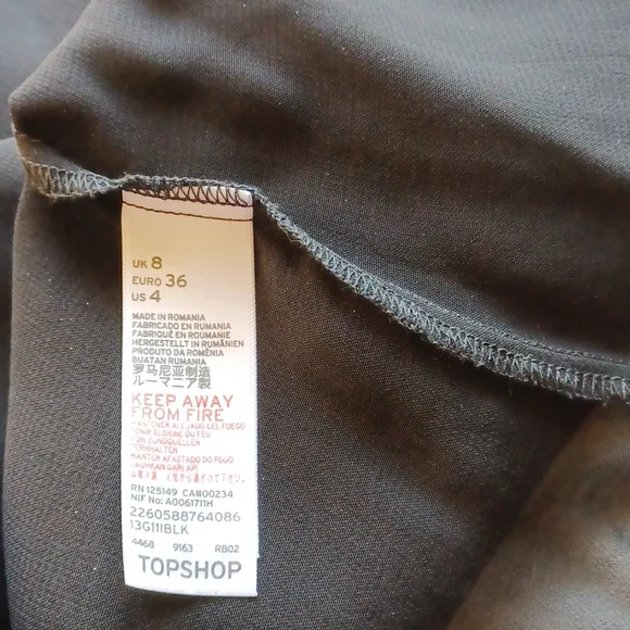 TOPSHOP BLACK BLAUSE  Size 4 - Picture 6 of 6